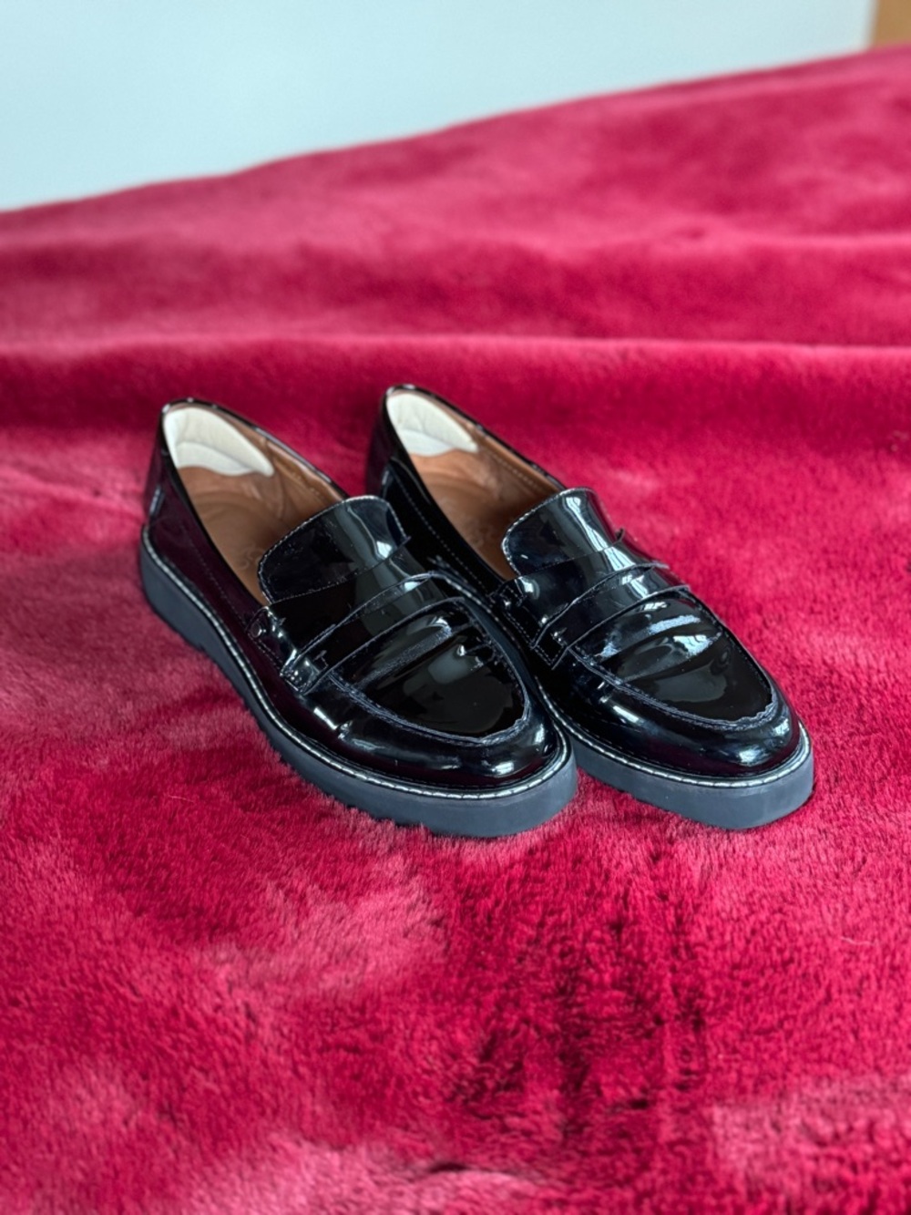 Franco Sarto Patent Leather Penny Loafers in Black Size 6